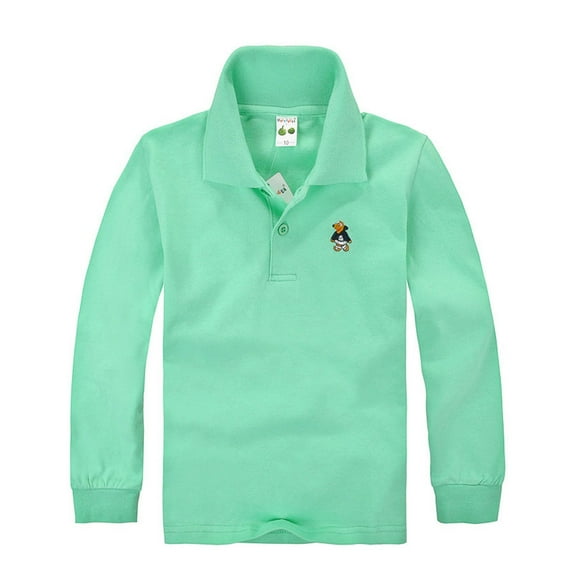 Hiijoy Little Boys Long Sleeved Polo Shirt Kids Collared Casual T Shirt Undershirt Polos