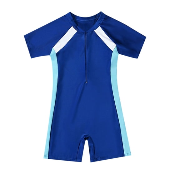 Hiijoy Little Boys One-Piece Swimsuit Quick Dry Short Sleeve Rash Guard Bathing Suit