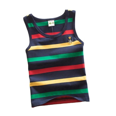 Hiijoy Little Boys Rainbow Striped Tank Top Racerback Sleeveless Shirt, Sizes 5-6Y