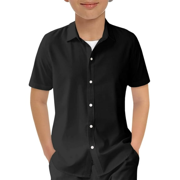 Hiijoy Little Boys Short Sleeve Button-Down Shirt Summer Casual Beach Shirt, Sizes 5-14