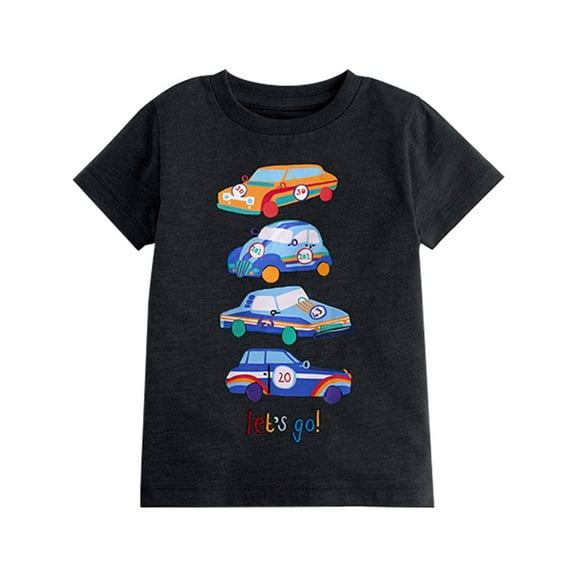 Hiijoy Little Boys' Short Sleeve Graphic Tee Cotton Summer Casual T Shirt, Sizes 1-7