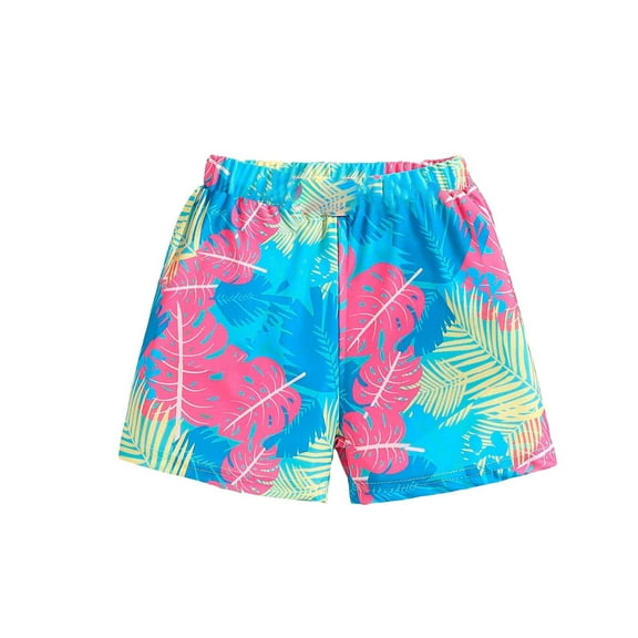 Hiijoy Little Boys Swim Trunk Tropical Quick Dry Board Shorts Swimsuit, 2-Piece, Sizes 5-6 T
