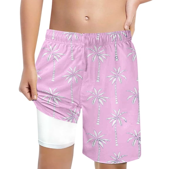 Hiijoy Little Boys Swimming Shorts with Compression Liner Quick Dry Swim Trunks