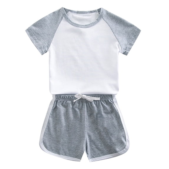 Hiijoy Little Boys Tracksuit Casual Short Sleeve T-Shirt & Shorts Outfits, 2-Piece, Sizes 6-7T