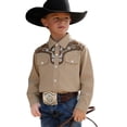 thumbnail image 1 of Hiijoy Little Boys Western Cowboy Shirt Vintage Long Sleeve Button-Down Shirt, Sizes 6-7, 1 of 3