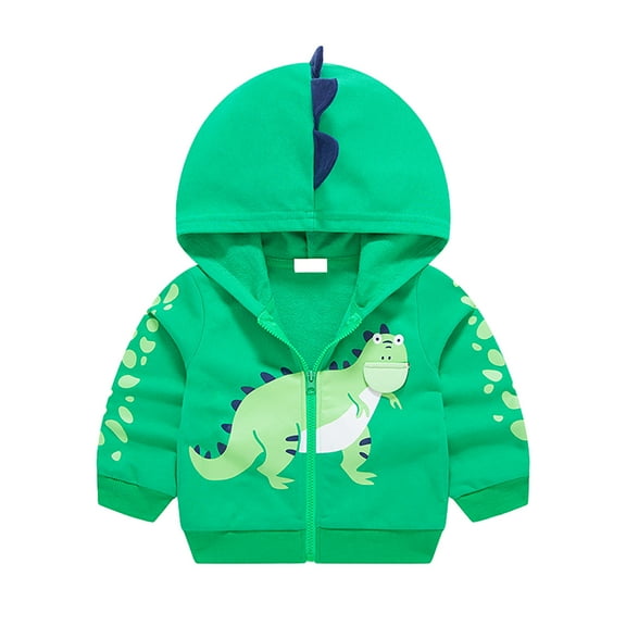 Hiijoy Little Boys Zip Up Hoodie Cartoon Dinosaur Hooded Jacket Casual Hooded Sweatshirt