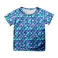 thumbnail image 1 of Hiijoy Little Girl Graphic Tee Short Sleeve Fish Scale Print Kids Trendy Summer T-Shirt, 1 of 3
