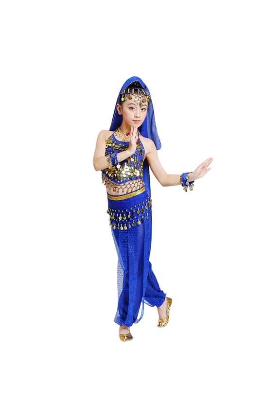 Little Girl Belly Dance Performance Outfits Dancing Clothes Set, Sizes 5-6Y