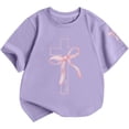 thumbnail image 1 of Hiijoy Little Girl's Bow Graphic Tee Summer Short Sleeve Crew Neck T Shirt, Sizes 5-6, 1 of 2
