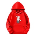 thumbnail image 1 of Hiijoy Little Girl's Hoodie Cartoon Cat Printed Hooded Sweatshirt Cute Casual Pullover Top with Pocket, 1 of 2