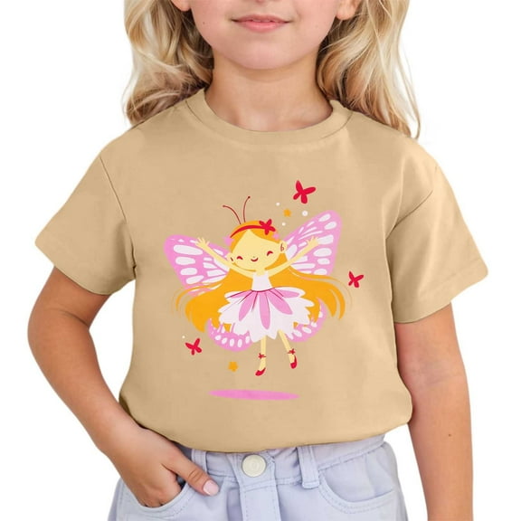 Hiijoy Little Girls Cartoon Cute T-Shirt Short Sleeve Summer Casual T Shirt, Sizes 3-13
