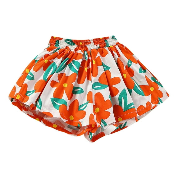 Hiijoy Little Girls Cartoon Print Shorts Lightweight Loose Pull-On Shorts, Sizes 6-7Y
