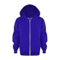 thumbnail image 1 of Hiijoy Little Girls Casual Hoodie Solid Color Full-Zip Hooded Jacket Kids Outerwear Coat, 1 of 5