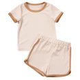 thumbnail image 1 of Hiijoy Little Girls Casual Outfits Cotton Solid Short Sleeve T Shirt and Shorts Set, Sizes 5-6Y, 1 of 8