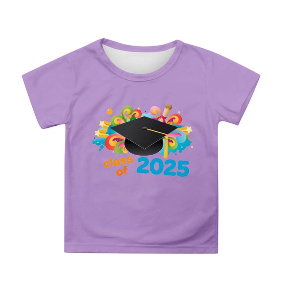 Hiijoy Little Girls Graduation Graphic T-Shirt Short Sleeve Crewneck T Shirt, Sizes 3-13