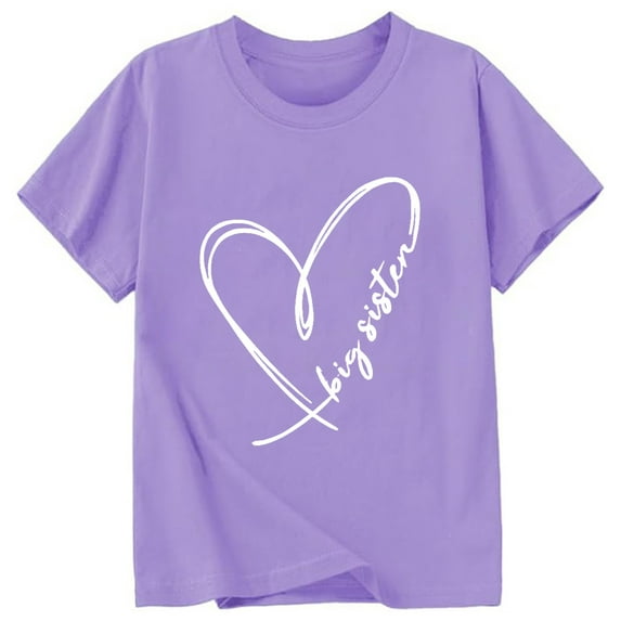 Hiijoy Little Girls Graphic T-Shirt Short Sleeve Round Neck T-Shirt Tee Top, Sizes 1-13