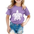 thumbnail image 1 of Hiijoy Little Girls Graphic T Shirt Turtle Print Short Sleeved Crew Neck Tee Shirt Top, 1 of 3