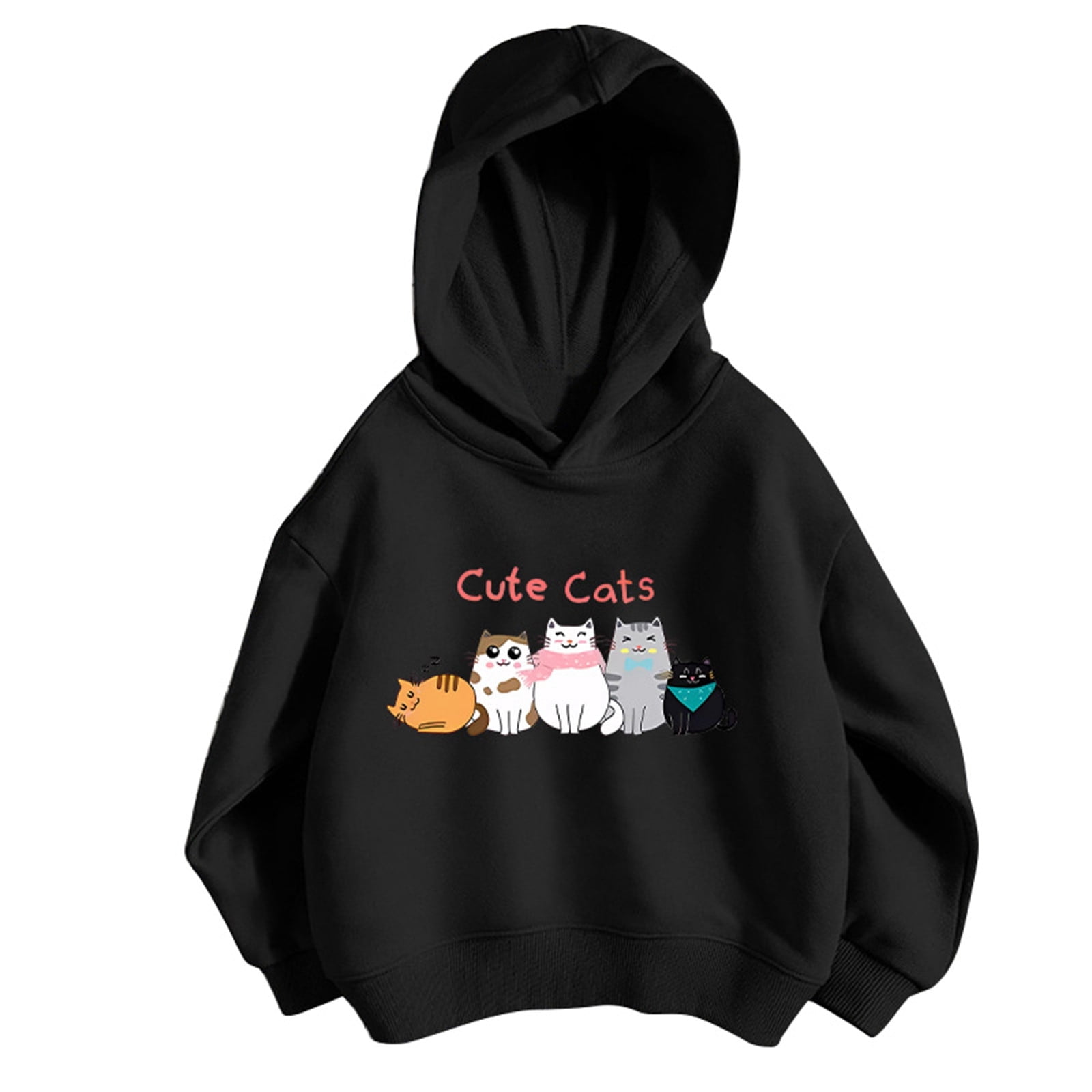 Kids Colorful Cat Outline Sweatshirt – Cozy Fleece Pullover with Neon Rainbow Kitty Design main image 0