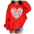 thumbnail image 1 of Hiijoy Little Girls Hoodie Heart Print Hooded Sweatshirt Pocket Loose Pullover Hoodies, 1 of 3