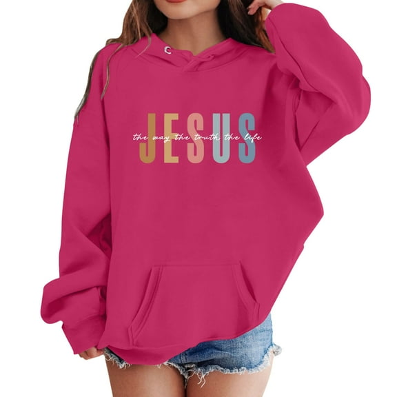 Hiijoy Little Girls Hoodie Letter Print Long Sleeve Hooded Sweatshirt Graphic Hoody, Sizes 2-12