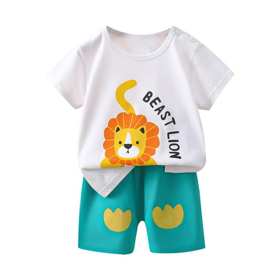 Hiijoy Little Girls Pajamas Cartoon Cute Short Sleeve T Shirt Shorts Homewear, Sizes 5-6Y