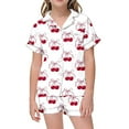 thumbnail image 1 of Hiijoy Little Girls Pajamas Cherry Print Short Sleeve Top Shorts Homewear Set, Sizes 2-13, 1 of 4