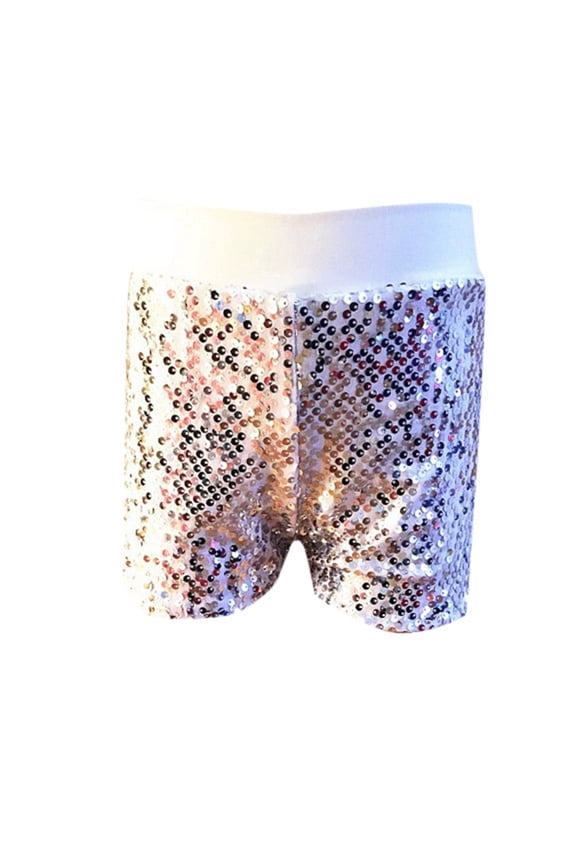 Little Girls Sequins Glitter Shorts Hip Hop Dance Stage Performance Shorts, Sizes 2-6Y