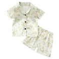 thumbnail image 1 of Hiijoy Little Girls Silk Satin Short Sleeve Shirt and Shorts Pajamas, 2-Piece, Sizes 1-6, 1 of 6