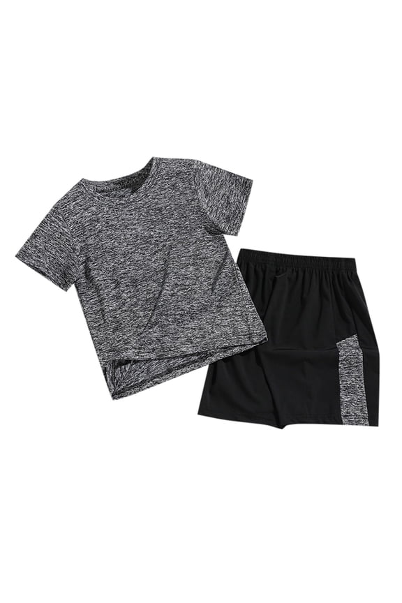 Little Girls Sports Outfits Quick Drying Short Sleeve T-Shirt Shorts Clothing Set, Sizes 5-6Y