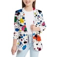 thumbnail image 1 of Hiijoy Little Girls Suit Jacket Open Front Lashed Ink Print Personality Blazer Coat, White, 1 of 3
