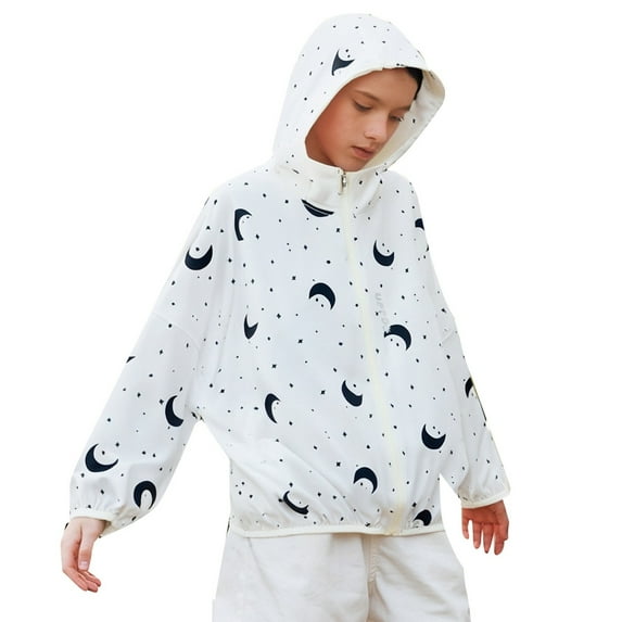 Hiijoy Little Girls Sun Protection Zip Up Hooded Jacket for Kids Lightweight Outerwear, Sizes 3-14