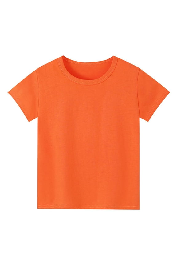 Little Girls T-Shirt Cotton Solid Plain Short Sleeve T Shirt Summer Active Tshirt