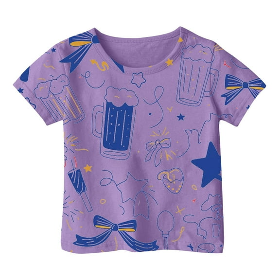 Hiijoy Little Girls T-Shirt Short Sleeve Round Neck T Shirt Kids Casual Summer Tshirt