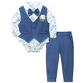 thumbnail image 1 of Hiijoy Newborn Boys Formal Tuxedo Outfits Long Sleeve Dress Shirt Vest Pants 3Pcs Set, Sizes 0-18M, 1 of 4