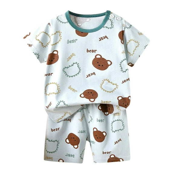 Hiijoy Newborn Boys Outfits Cartoon Print Short Sleeved T-Shirt Shorts Summer Clothes Set, Sizes 3-6M