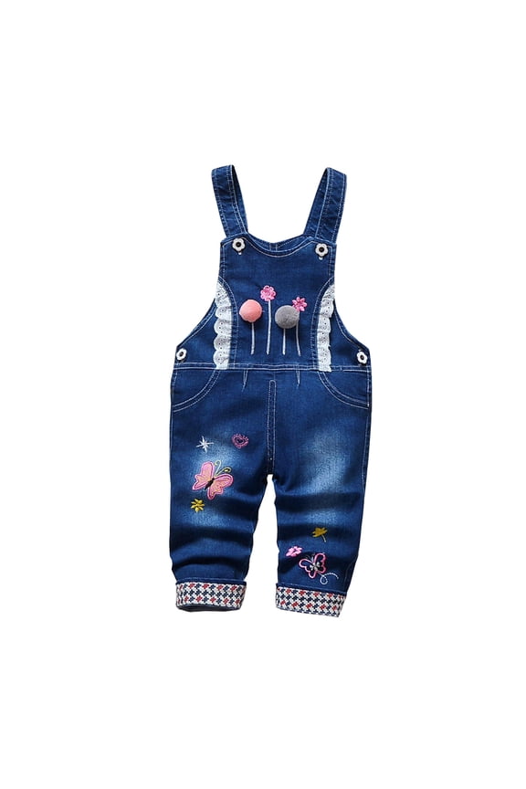 Girls Dungarees Baby Denim Overalls Jean Suspenders Jumpsuit, Sizes 6M-4T