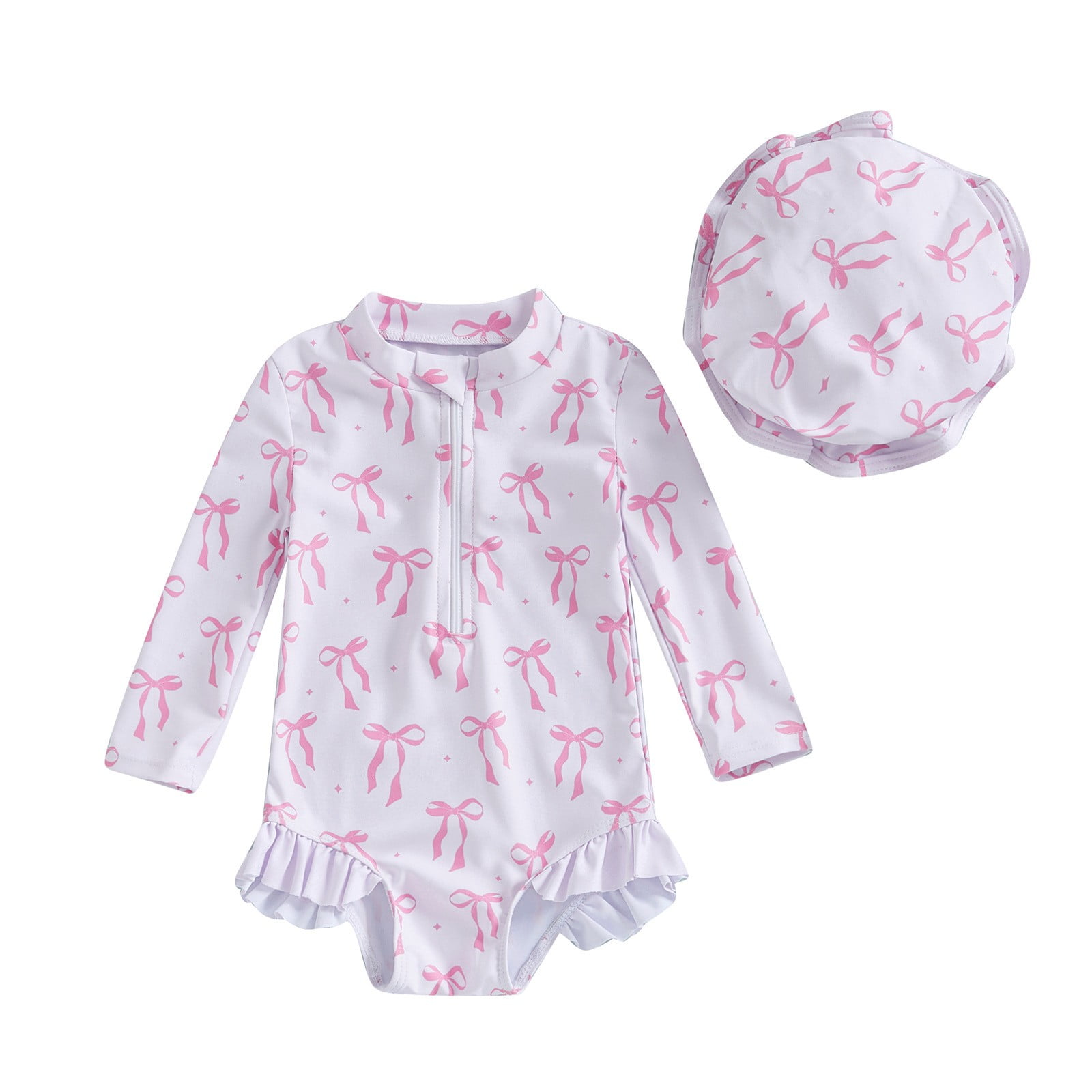 Babyhug Half Raglan Sleeves Two Piece Swimsuit With Nautical Theme & Cap - White