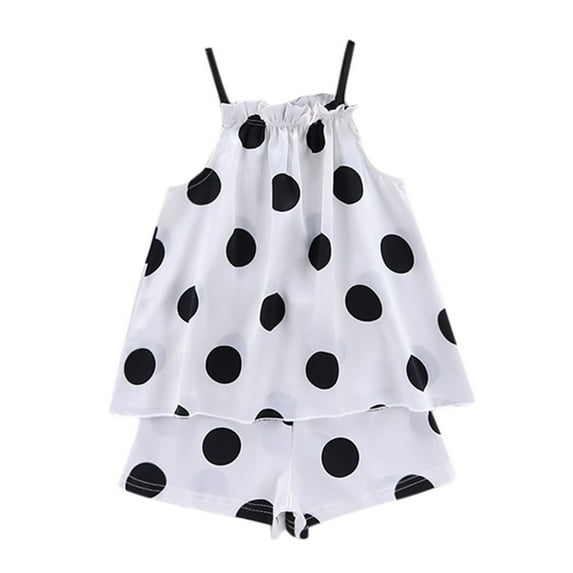 Hiijoy Newborn Girls Pajama Sets Polka Dots Camisole Shorts Sleepwear Outfits Loungewear