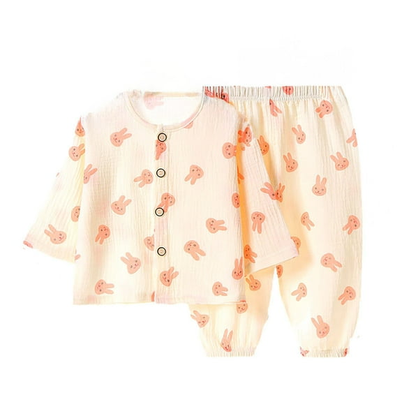 Hiijoy Newborn Girls Pajamas Lightweight Breathable Long Sleeve Shirt and Pants Cotton Sleepwear, Sizes 1-8