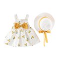 thumbnail image 1 of Hiijoy Girls Summer Outfits Cherry Print Bow Sleeveless Dress with Hat, Sizes 3-6M, 1 of 8