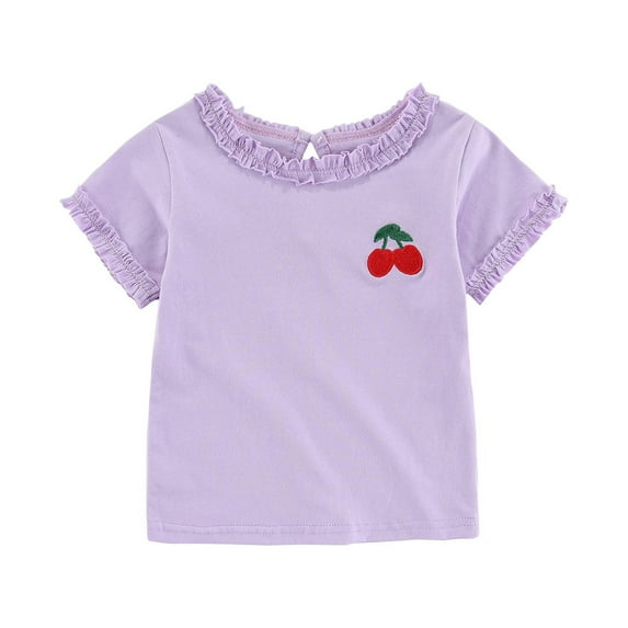 Hiijoy Newborn Girls T Shirt Short Sleeved Crewneck T-Shirt Summer Soft Casual Tshirt