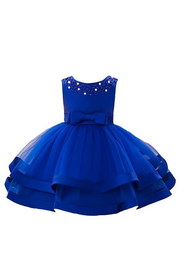 Newborn Girls Wedding Party Princess Dress Sleeveless Pageant Gown, Sizes 0-18M