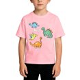 thumbnail image 1 of Hiijoy Pink T-Shirt for Boy Kids Cute Dinosaur Short Sleeve Crewneck Tees, Sizes 2-14, 1 of 4