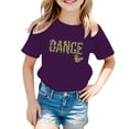 thumbnail image 1 of Hiijoy Purple T Shirt for Girls Letter Print Leopard Short Sleeved Tee Shirt, Sizes 3-14, 1 of 3