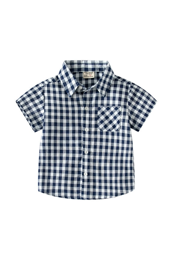Short Sleeves Polyester Breathable Button Up Shirts (Boy's 2-3 Years)