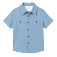 thumbnail image 1 of Hiijoy Summer Boys Short Sleeve Shirt Casual Solid Button Down Pocket Shirt, Sizes 9-10, 1 of 3