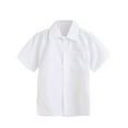 thumbnail image 1 of Hiijoy Summer Boys Short Sleeve White Shirt Casual Solid Button Down Shirt, Sizes 3-4, 1 of 4