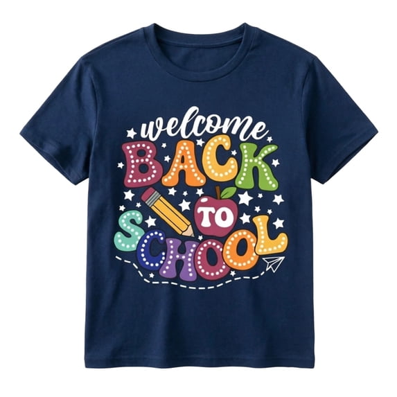 Hiijoy T-Shirt for Girl Back To School Letter Short Sleeve O-Neck Tees, Sizes 2-13