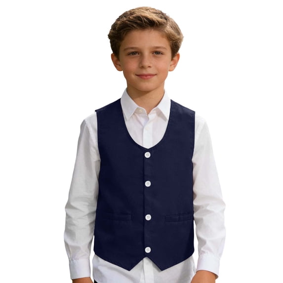 Hiijoy Boys Formal Vest Wedding Birthday Party Sleeveless Waistcoat, Sizes 14-15
