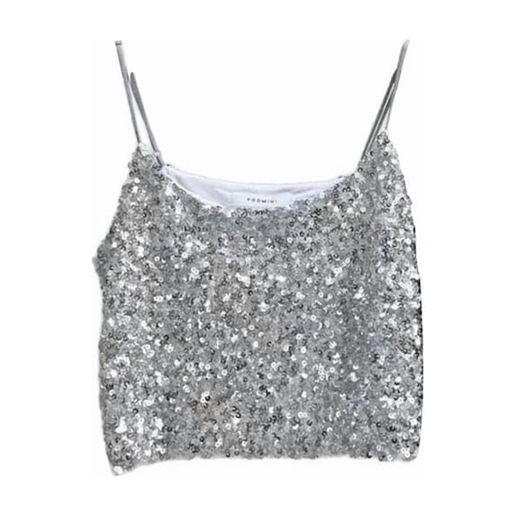 Hiijoy Girls Shiny Sequin Camisole Sparkly Party Dance Sleeveless Top, Sizes 13-14